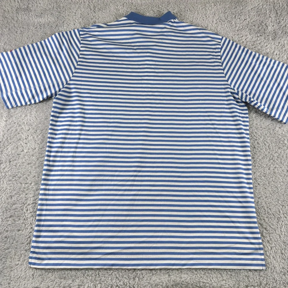 Polo Golf Ralph Lauren Mens XL‎ Blue White Striped Pima Cotton Seminole Golf